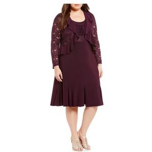 R & M Richards Dress & Sequined Lace Jacket